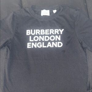 Burberry Kids Black Tee with White Print